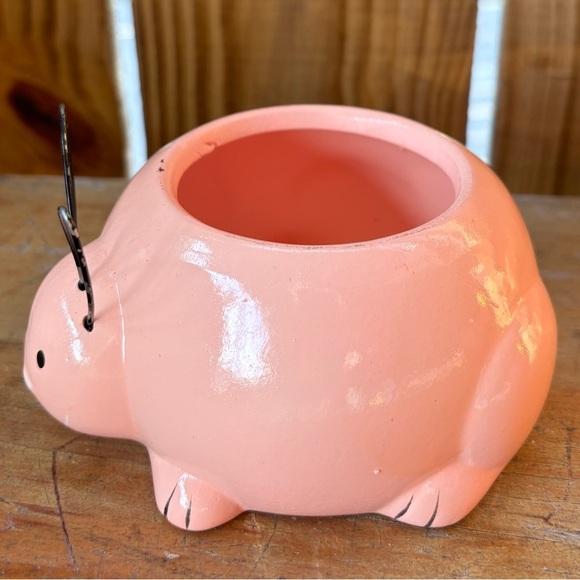 Vintage Rocket Farms Pink Bunny Ceramic Planter Trinket Dish - Picture 3 of 8